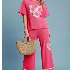 241.Womens Waffle Knit Top & Pants Set